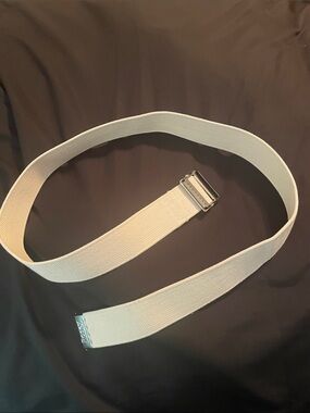 Men's Casual White Webbed Belt with Silver Buckle
